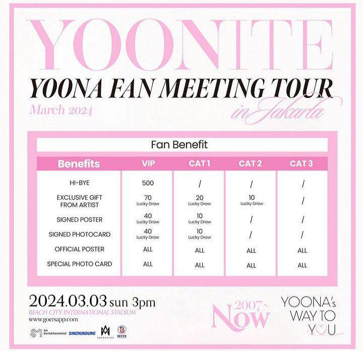 benefit fanmeeting YoonA SNSD di Jakarta 2024 (instagram.com/bestie_ent.id)