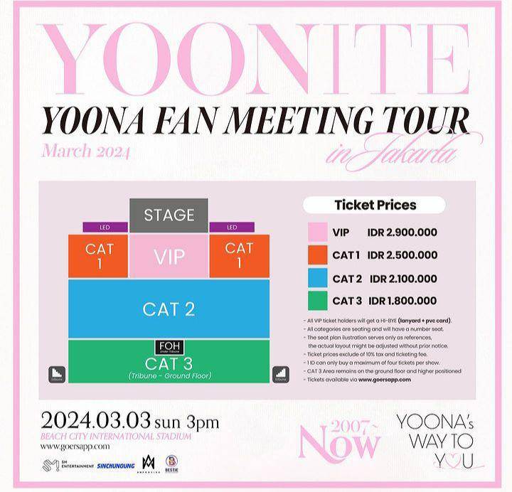 harga tiket fanmeeting YoonA SNSD di Jakarta 2024 (instagram.com/bestie_ent.id)