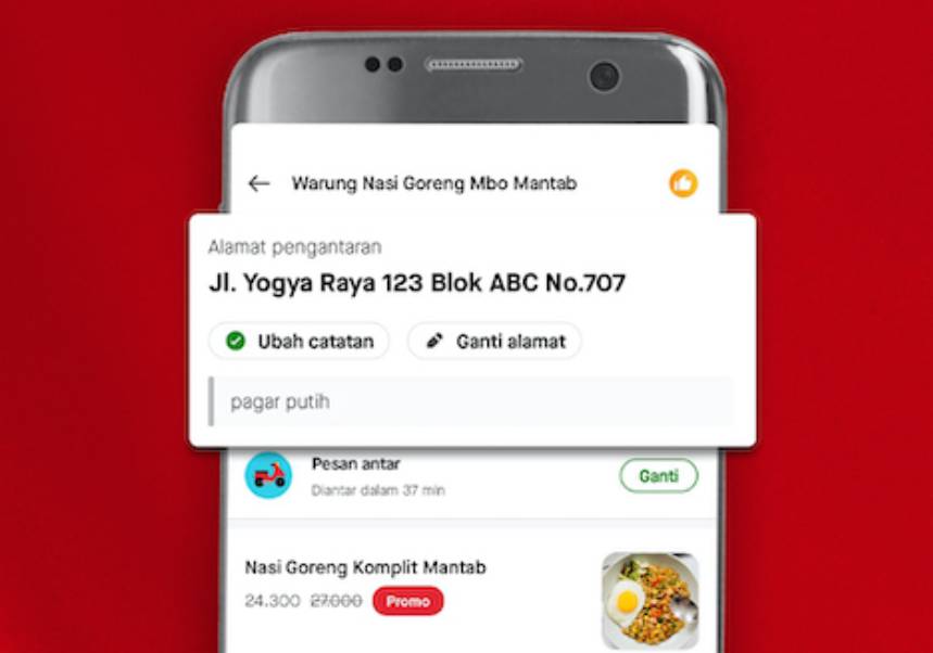 Ilustrasi mengecek kembali alamat tujuan (dok. Gojek)