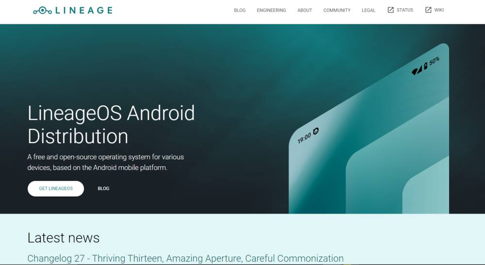 tampilan situs resmi custom ROM Lineage OS (lineageos.org)