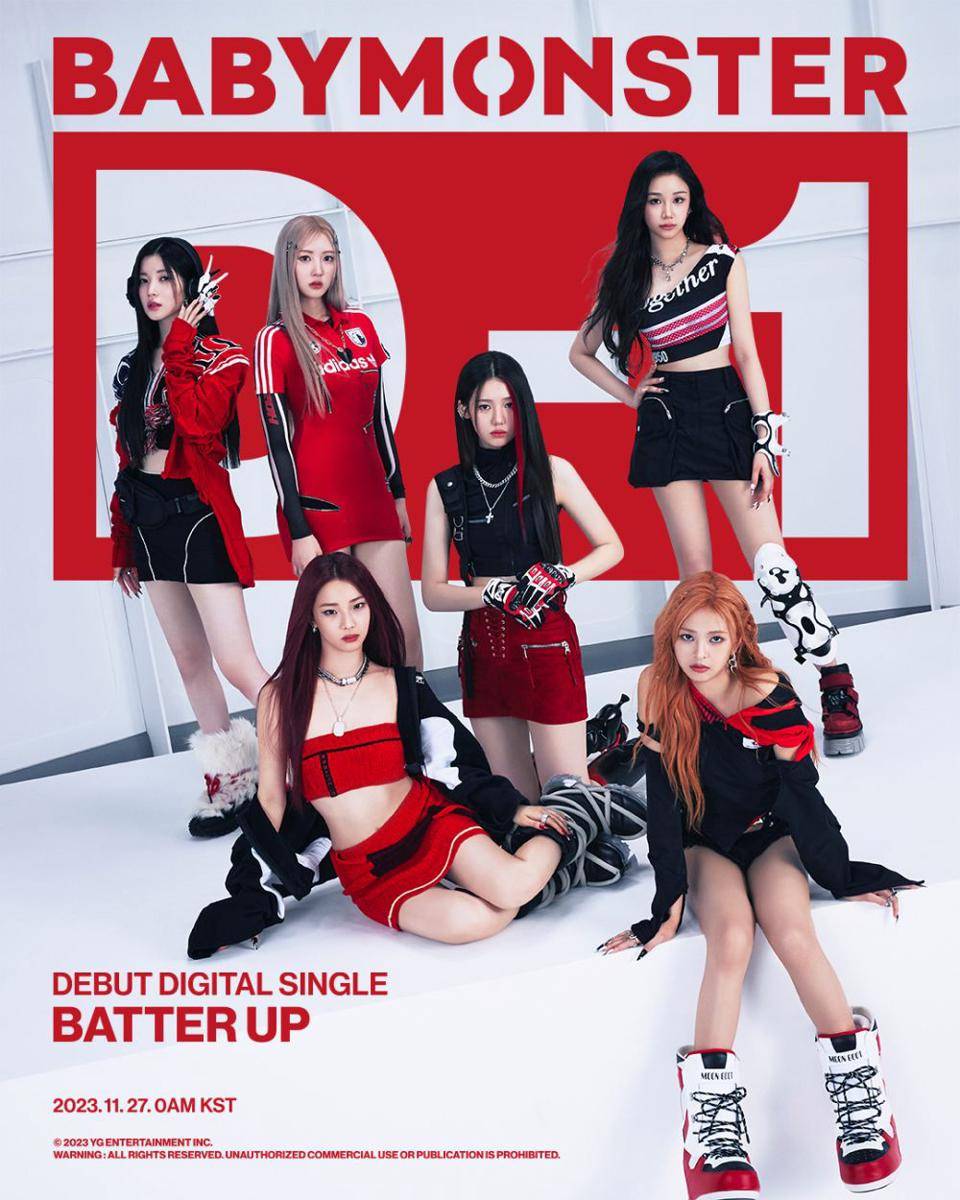 poster pra-rilis single debut Batter Up BABYMONSTER (twitter.com/YGBABYMONSTER_)