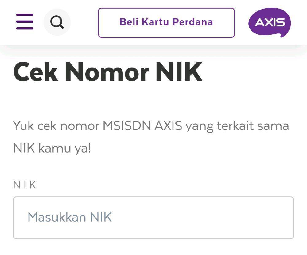cek masa aktif Axis di website (axis.co.id)