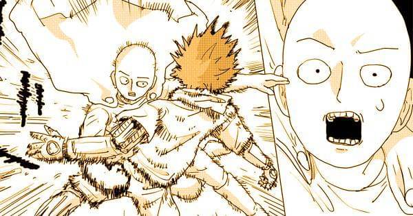 Saitama tak sengaja memukul Blue ( Dok. One Punch Man Web Comic )