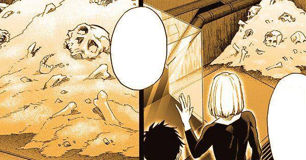 Flashy dan Sonic menemukan jasad orang yang tewas akibat eksperimen ( Dok. tonarinoyj.jp/One Punch Man )