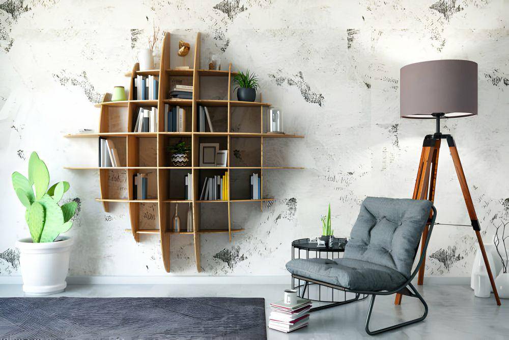ilustrasi rak buku dinding (istockphoto.com/asbe)
