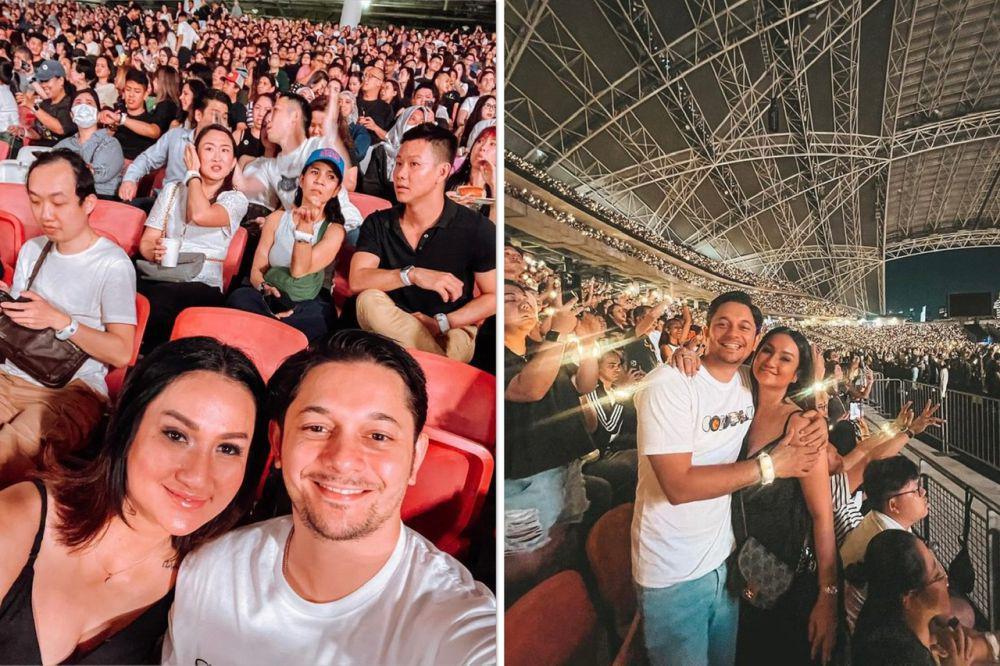 7 Potret Andrew Andika dan Istri Nonton Konser Coldplay di Singapura