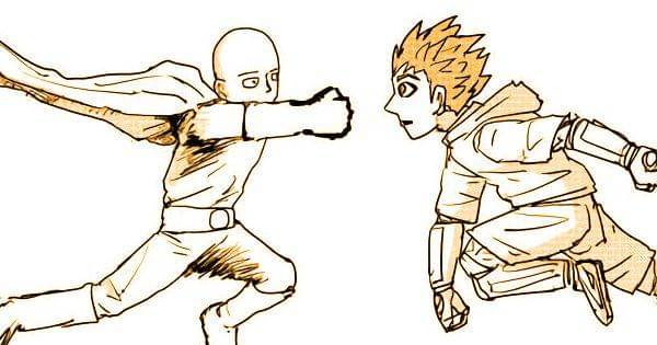 Saitama menonjok Blue Boys ( Dok. One Punch Man Web Comic )