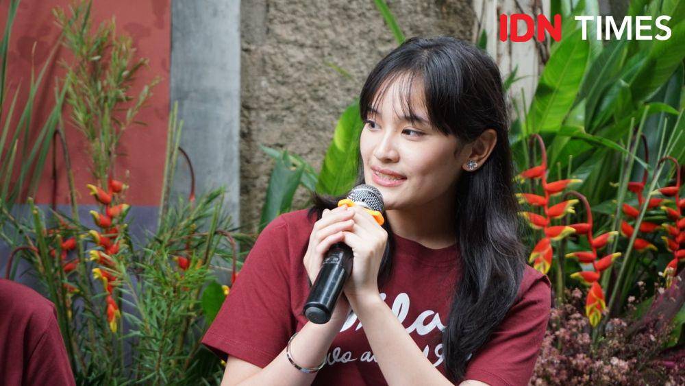 Ashel JKT48 di konferensi pers Dilan 1983: Wo Ai Ni pada Sabtu (27/1/2024) (IDN Times/Elizabeth Chiquita)