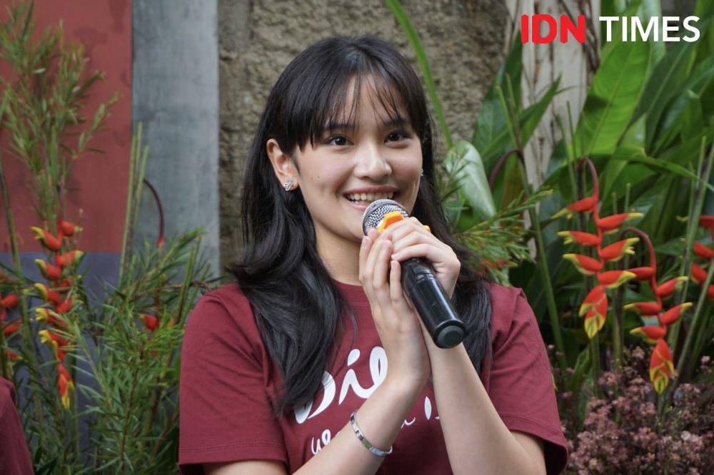 Ashel JKT48 di konferensi pers Dilan 1983: Wo Ai Ni pada Sabtu (27/1/2024) (IDN Times/Elizabeth Chiquita)
