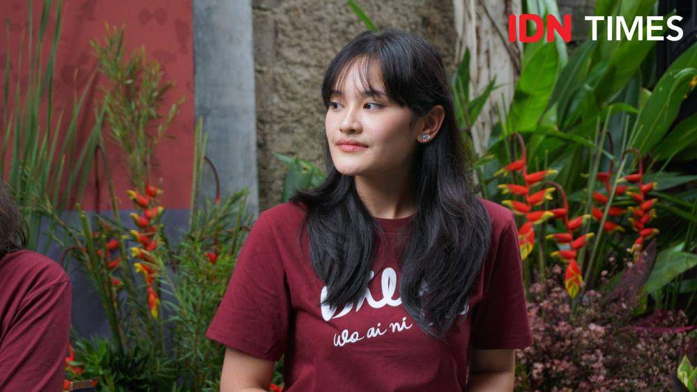 Ashel JKT48 di konferensi pers Dilan 1983: Wo Ai Ni pada Sabtu (27/1/2024) (IDN Times/Elizabeth Chiquita)