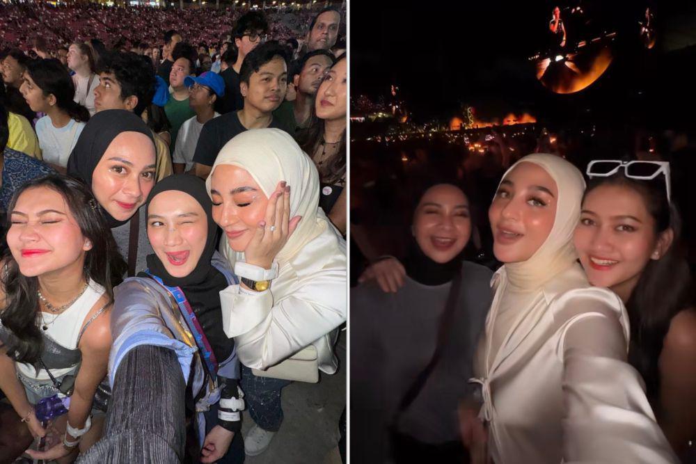 8 Potret Margin Wieheerm Nonton Coldplay bareng Sahabat di Singapura