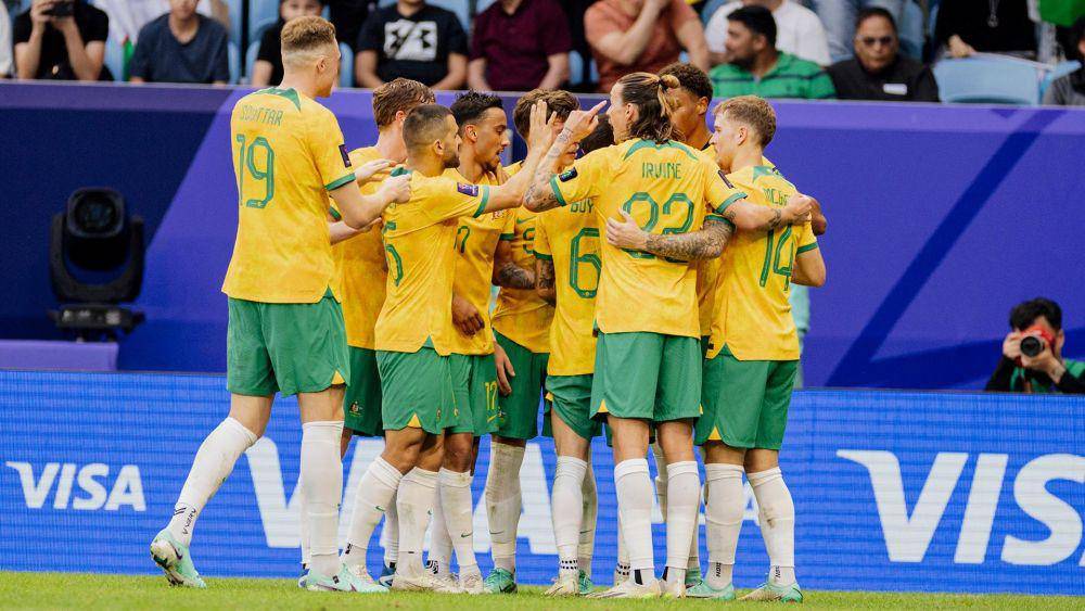 Para pemain Australia saat merayakan gol saat mentas di Piala Asia 2023. (socceroos.com.au)