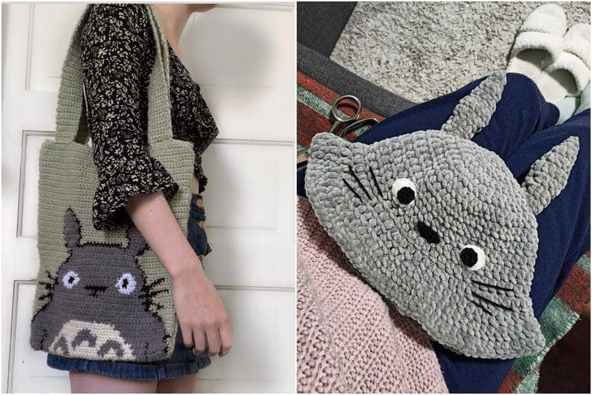 kolase potret rajutan tangan bertema Totoro (reddit.com/user/Ktzip | reddit.com/user/akralgob)