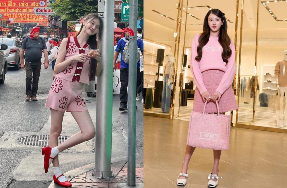 9 Inspirasi Outfit Bernuansa Warna Pink ala View Benyapa, Manis Banget