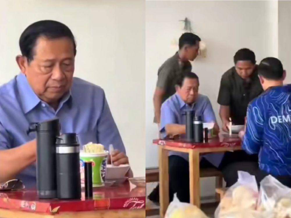 Momen SBY makan popmie di warung sederhana. (Istimewa)