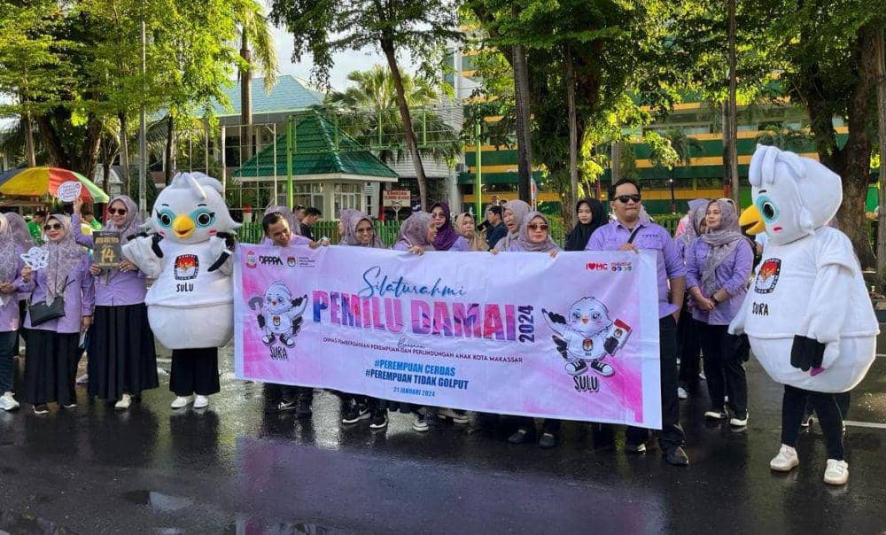 DP3A Makassar sosialisasi Pemilu 2024 di Car Free Day Jalan Jend. Sudirman, Minggu (28/1/2024)/Istimewa
