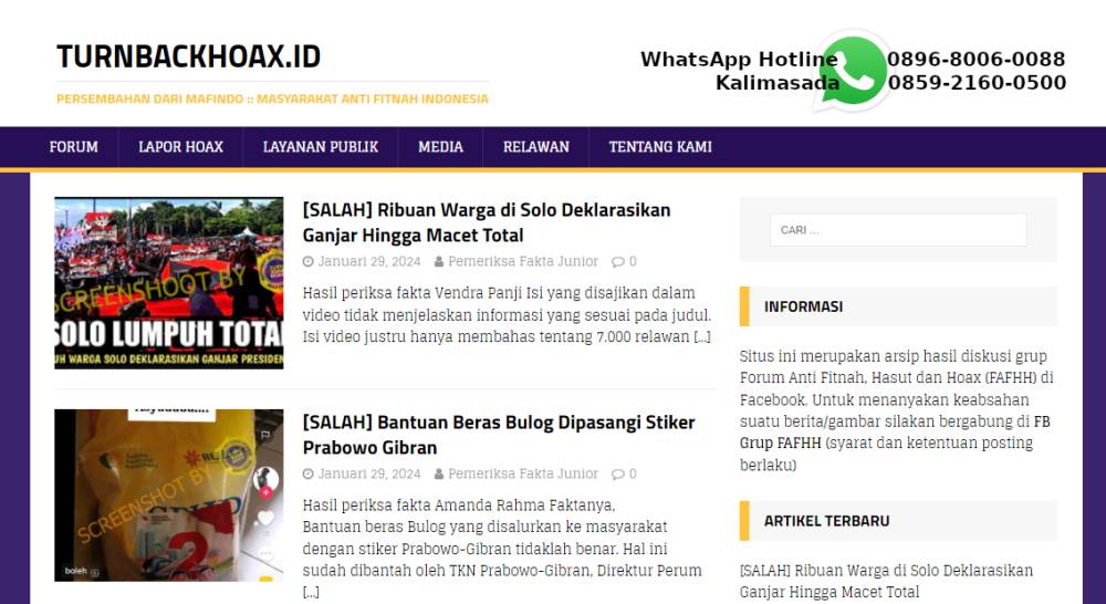 Situs TurnBackHoax (turnbackhoax.id)