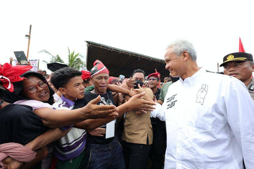Calon presiden nomor urut 3, Ganjar Pranowo hadir di Hajatan Rakyat Yogyakarta, pada Minggu (28/1/2024) (IDN Times/Istimewa)