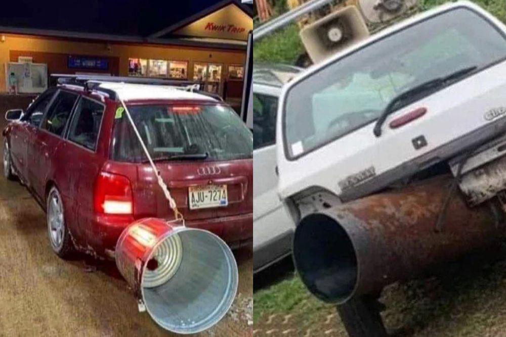 9 Potret Kocak Knalpot Mobil Bikin Ngakak Brutal, Nyeleneh Maksimal
