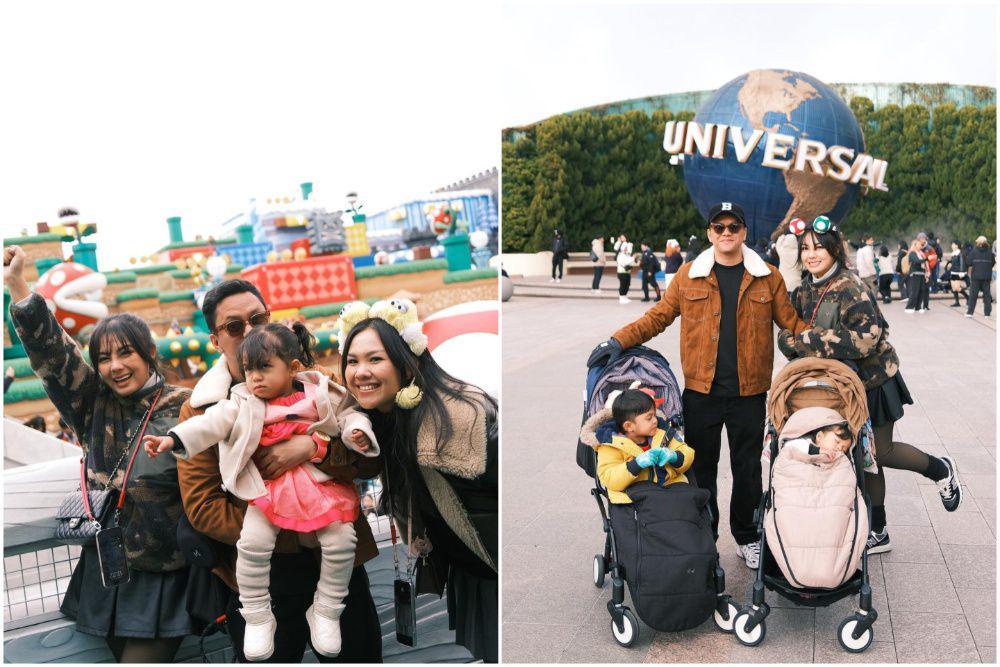 9 Potret Keluarga Arief Muhammad Berkeliling Universal Studio Jepang