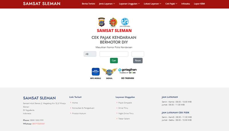tangkapan layar halaman Samsat Sleman (IDN Times/Uswatn Khasanah)