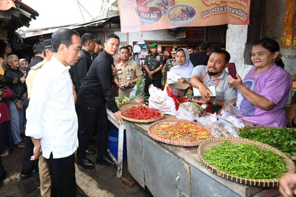 Presiden Joko "Jokowi" Widodo meninjau Pasar Mungkid, Kabupaten Magelang, Senin (29/1/2024). (dok. BPMI Setpres)