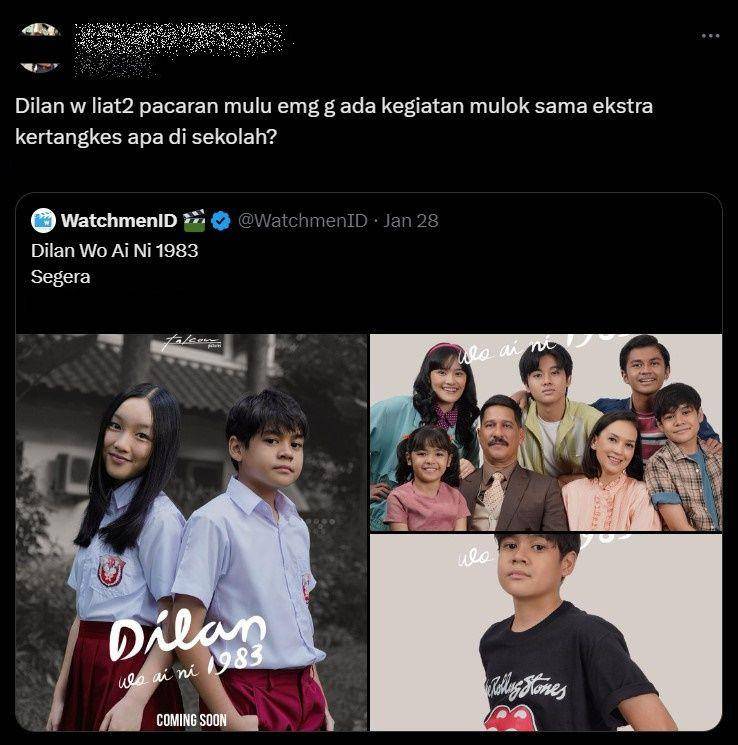 komentar kocak warganet film Dilan Wo Ai Ni (x.com)
