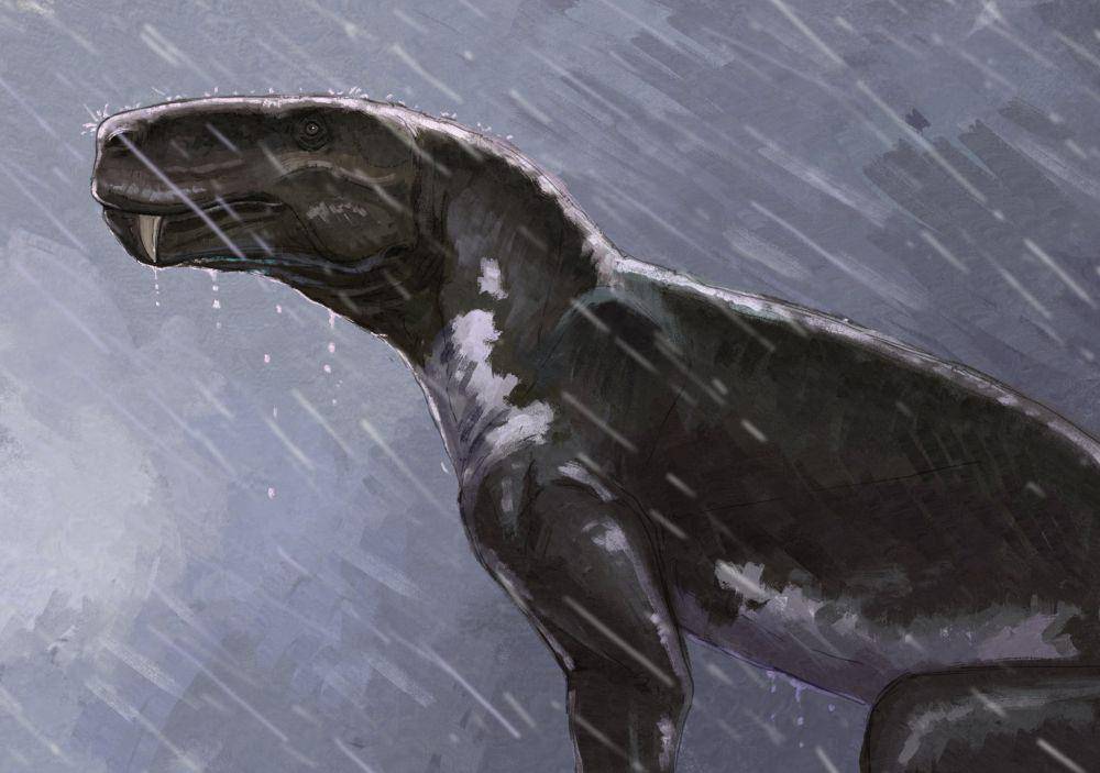 Ilustrasi Inostrancevia, salah satu synapsida (twitter.com/ “Stegotitanus” insomnus)