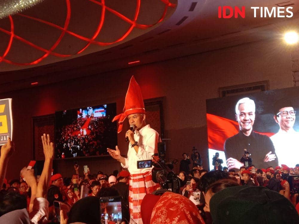Ganjar Pranowo menggelar kampanye akbar di Makassar, Sulawesi Selatan (Sulsel), Selasa (30/1/2024). IDN Times/Ashrawi Muin