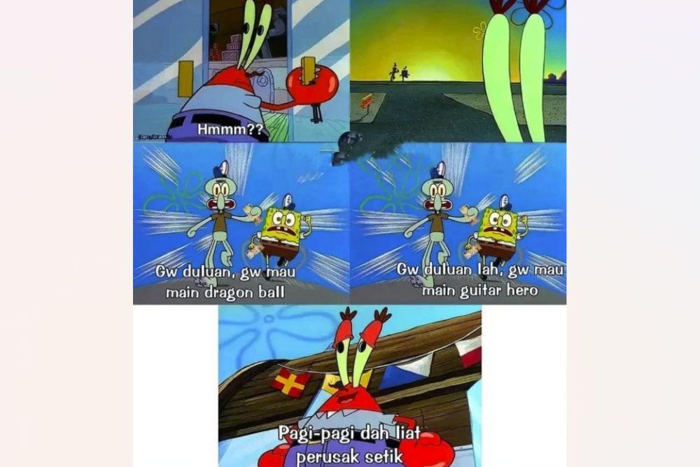 7 Meme SpongeBob Kejar-kejaran, Apa yang Dikejar, sih?