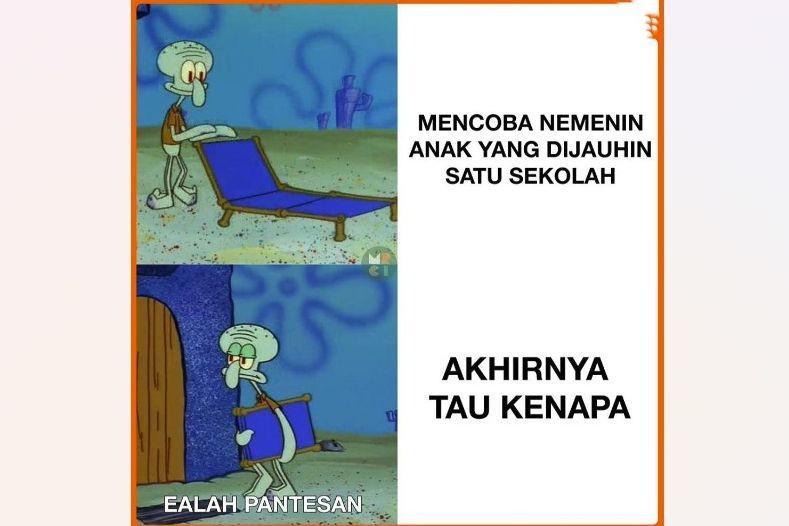 8 Meme Squidward Gak Jadi Leyeh-leyeh di Depan Rumah, Mending Turu?