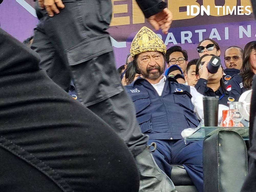 Ketua Umum Nasdem Surya Paloh berkampanye di Palembang untuk Nasdem dan pasangan Anies-Muhaimin (IDN Times/Rangga Erfizal)