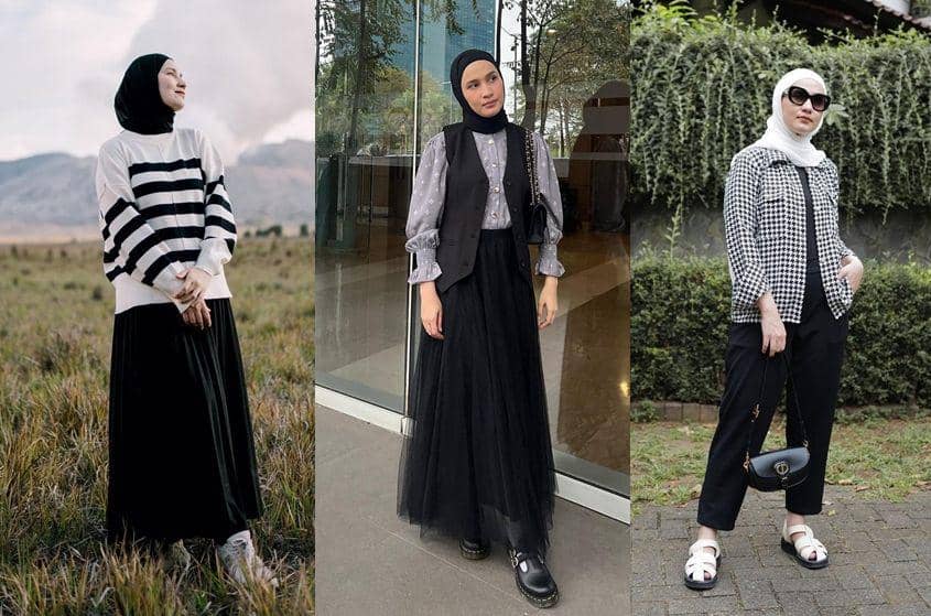 8 Ide Outfit Hijab Monokrom ala Dwi Handa, Elegan dan Trendi!