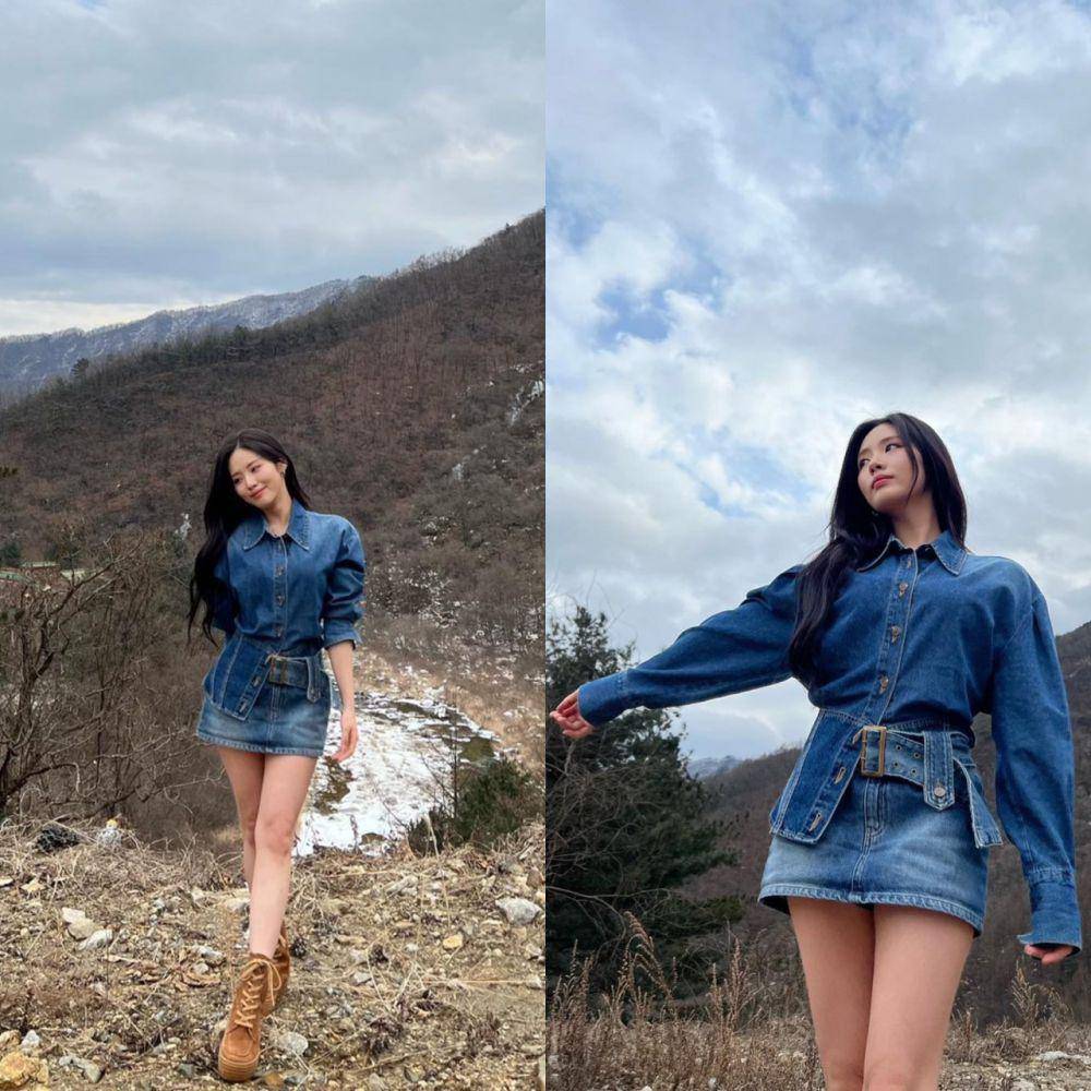 styling kemeja ala Jiwon fromis_9 (instagram.com/xjiwonparkx)