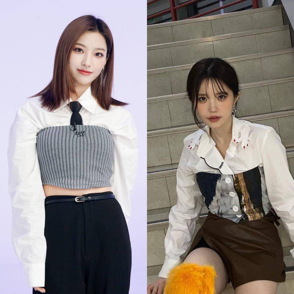 styling kemeja ala Saerom dan Hayoung fromis_9 (weverse.io/fromis9 | instagram.com/shy9_29)