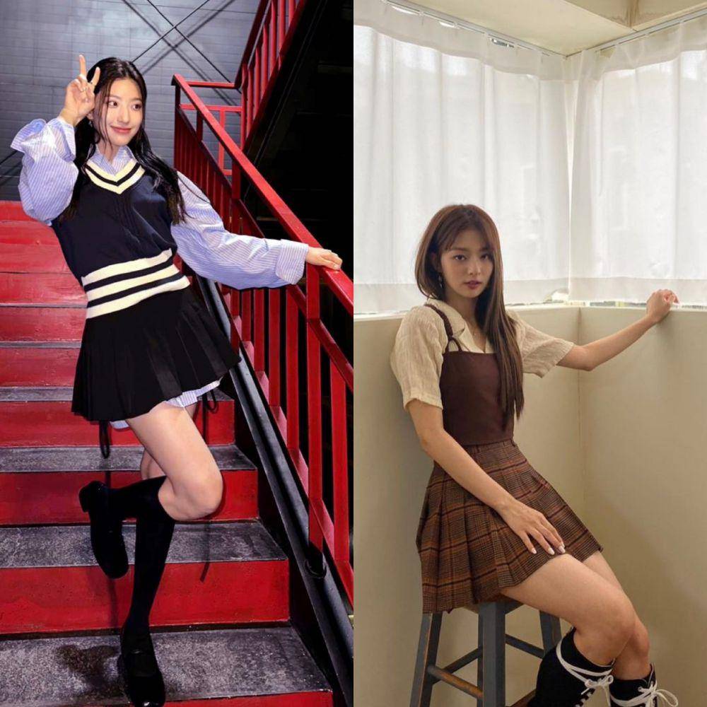 styling kemeja ala Saerom dan Nagyung fromis_9 (twitter.com/realfromis_9 | instagram.com/blossomlng_0)