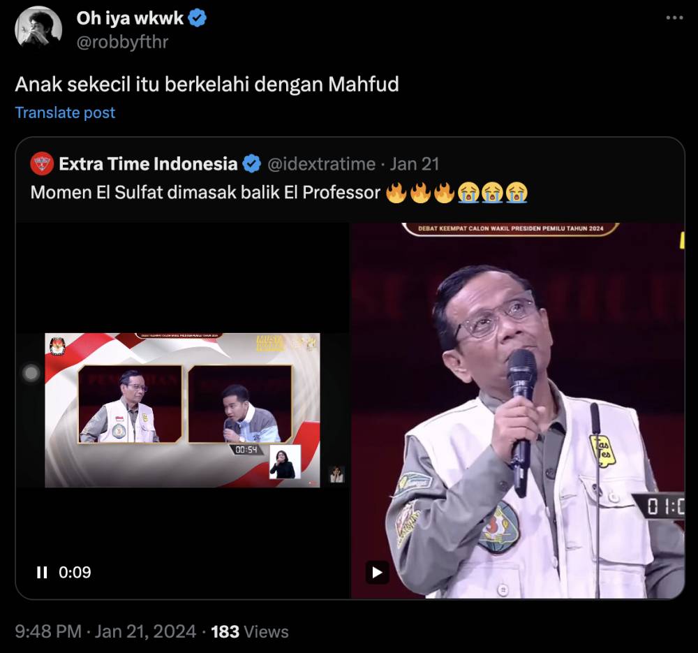 komentar viral 'Anak sekecil itu berkelahi dengan' (twitter.com/robbyfthr)