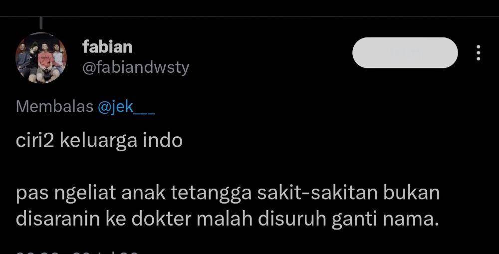 celetukan tentang ciri khas keluarga Indonesia (x.com/fabiandwsty)