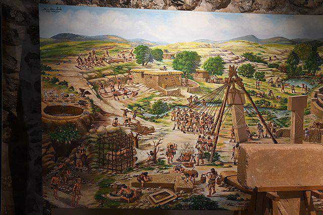 ilustrasi masyarakat kuno zaman Neolitikum sedang membangun Gobekli Tepe (Wikimedia.org/Dosseman)
