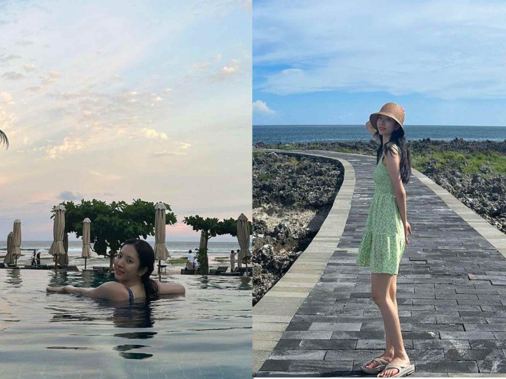 7 Potret Bona WJSN Liburan ke Bali, Asyik Berenang!
