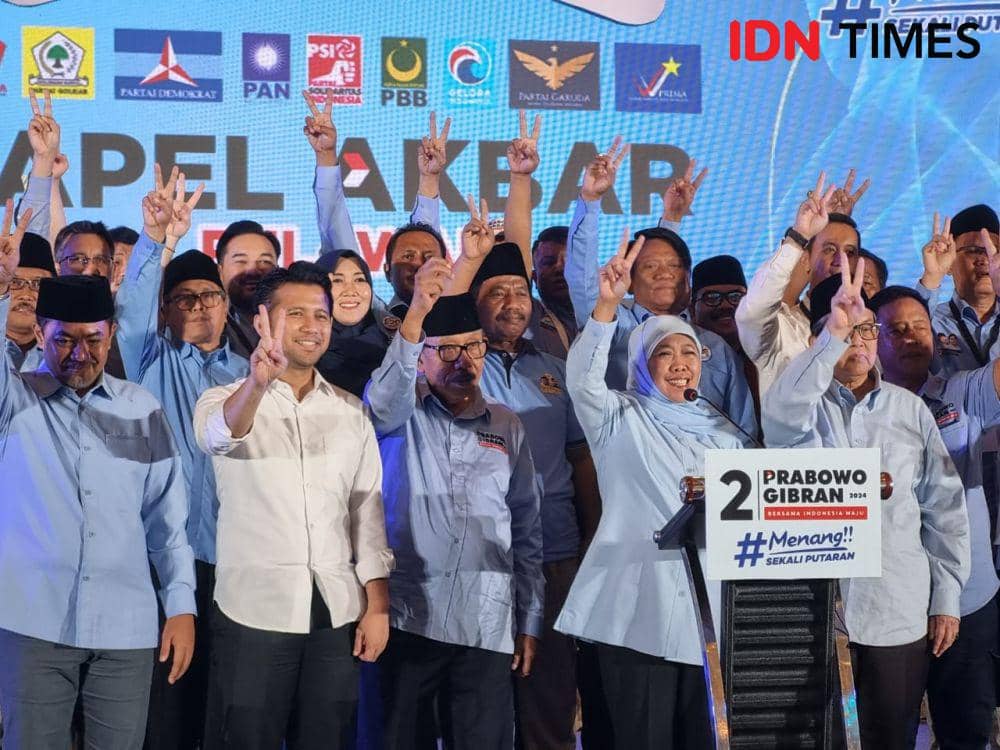 Apel Akbar Relawan Prabowo-Gibran Jatim, Khofifah: Kawal Suara di TPS