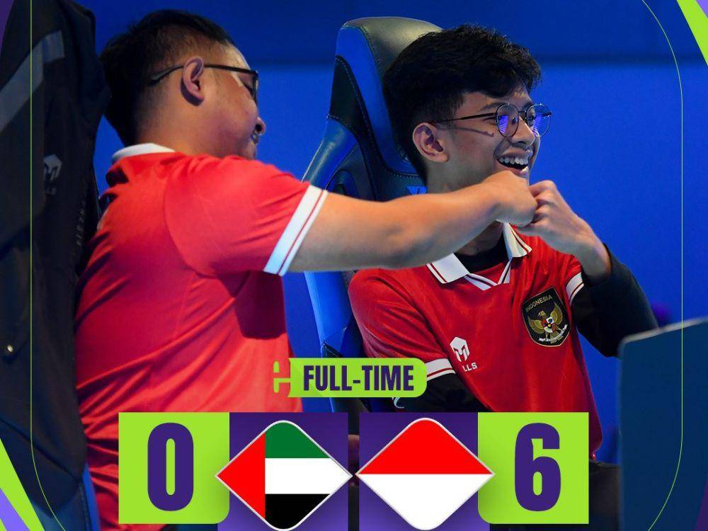Timnas Indonesia usai mengalahkan Uni Emirat Arab pada fase quarter final AFC eAsian Cup 2023 Qatar. (instagram.com/afcasiancup)