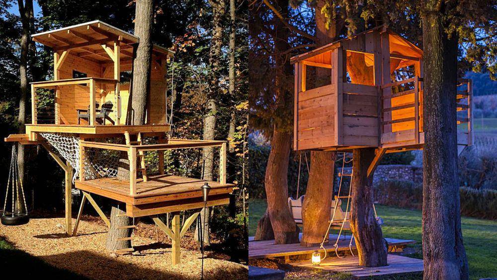 ilustrasi rumah pohon modern dan klasik. (pinterest.com/Houzz I thespruce.com/Houzz)