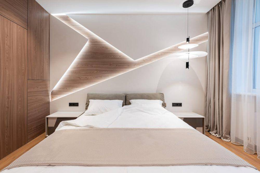 ilustrasi kamar tidur sempit dengan tata lighting yang baik (pexels.com/Max Rahubovskiy)