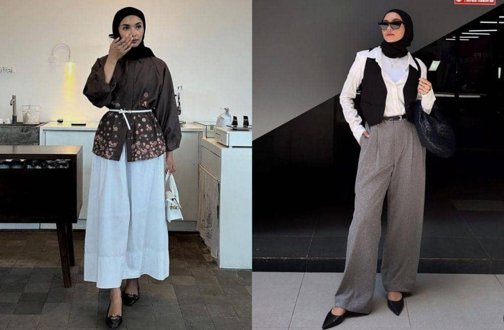 10 Ide Office Look Hijab ala Fita Wulansari, Dominasi Rok!
