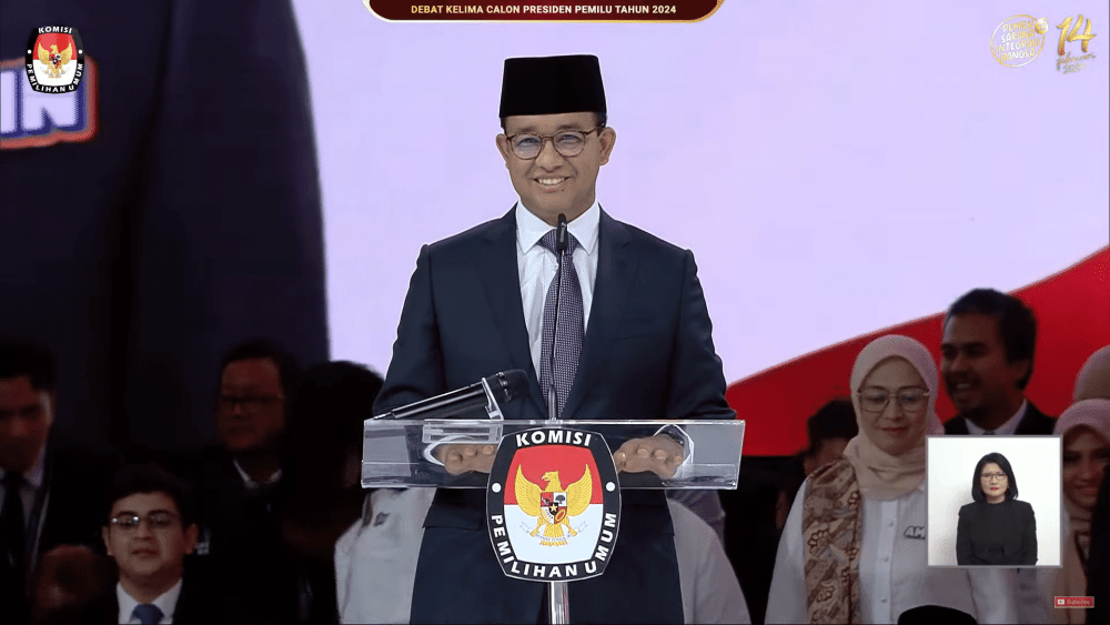 Capres Anies di Debat Capres ke-5 (KPU RI/Youtube.com)
