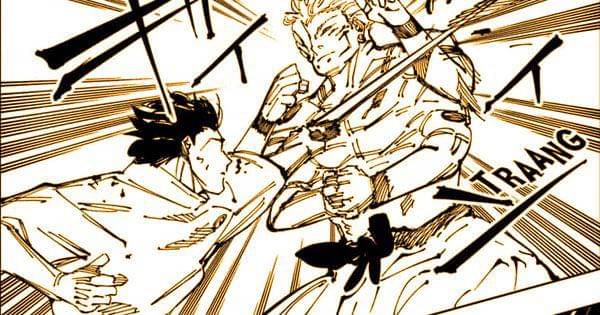 Yuta menyerang Sukuna dengan teknik milik Takako ( Dok. Shueisha / Jujutsu Kaisen )