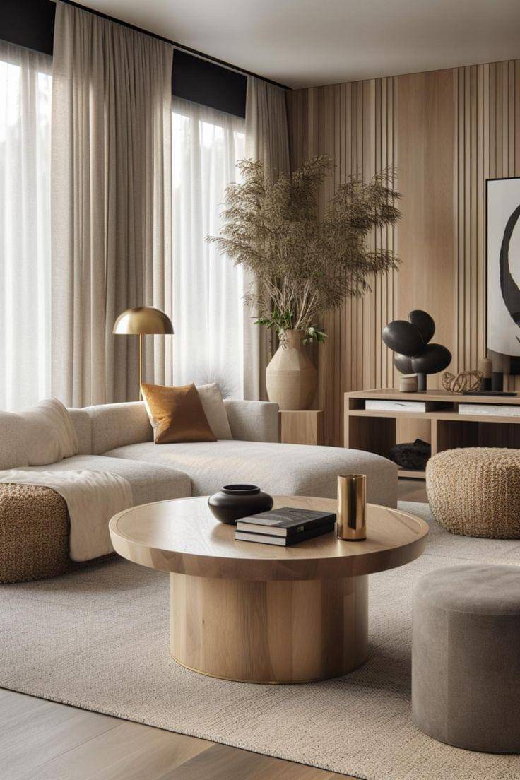 ide dekorasi ruang tamu bergaya japandi (homestratosphere.com)