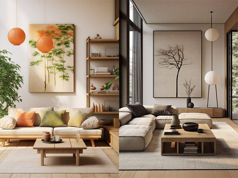 ide dekorasi ruang tamu bergaya japandi (etsy.com|pinterest.com)
