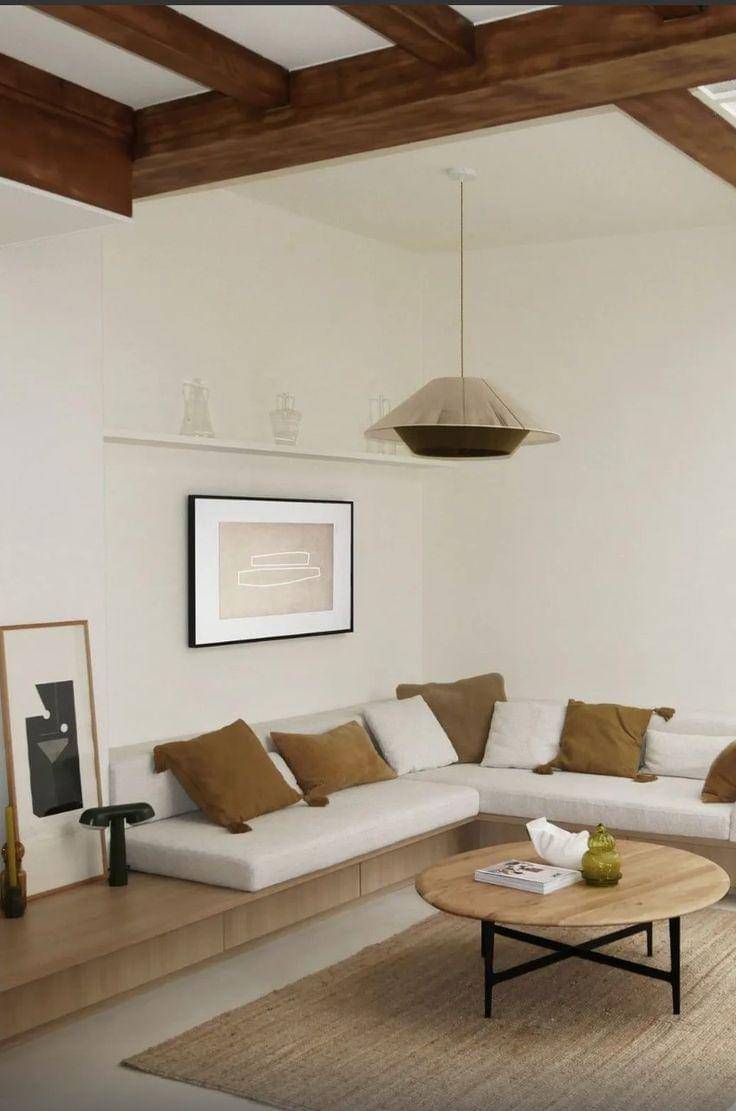 ide dekorasi ruang tamu bergaya japandi (pinterest.com)